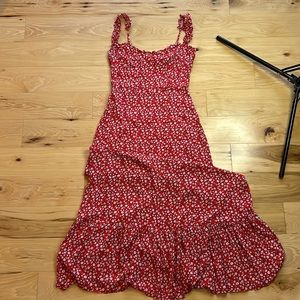 VICI Red White Floral Maxi Double Lined Dress | Large